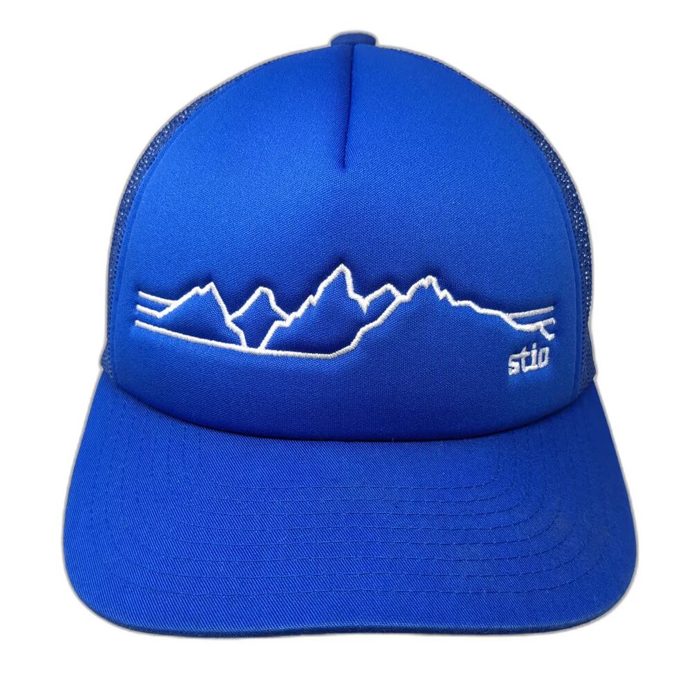 Stio Trucker Hat Blue One Size Mountain Range Embroidered Mesh Adjustable